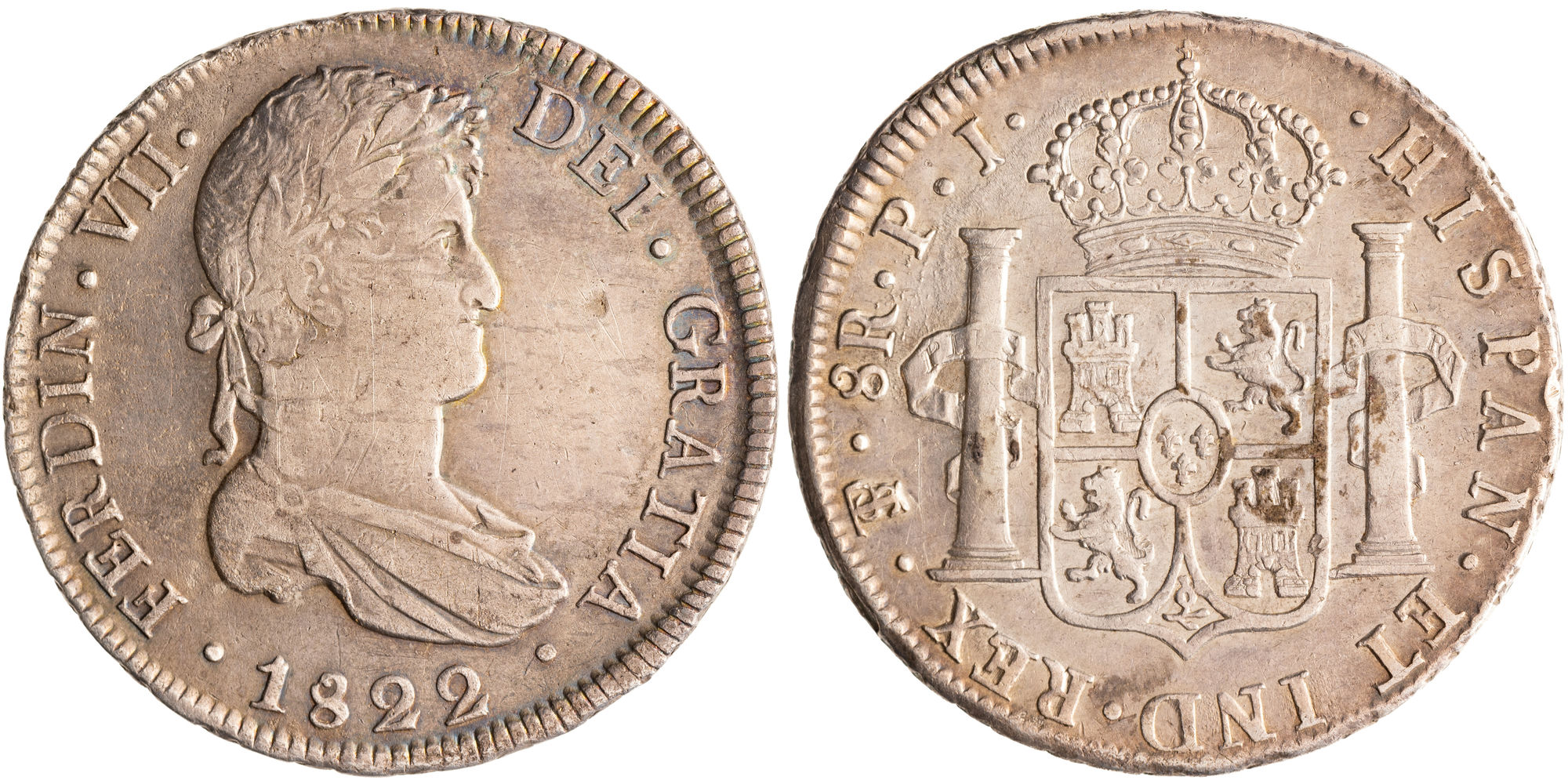 Bolivia, Ferdinand VII, Eight Reales, 1822-PJ, aVF