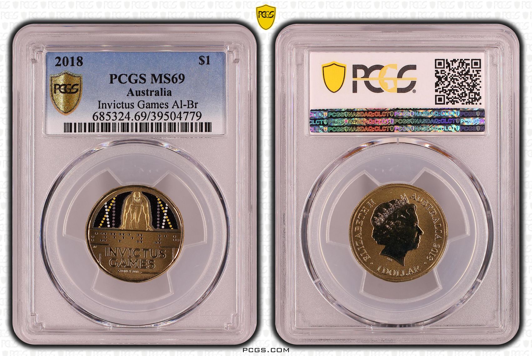 448 · Invictus Games Al-Br, One Dollar, 2018, PCGS MS69