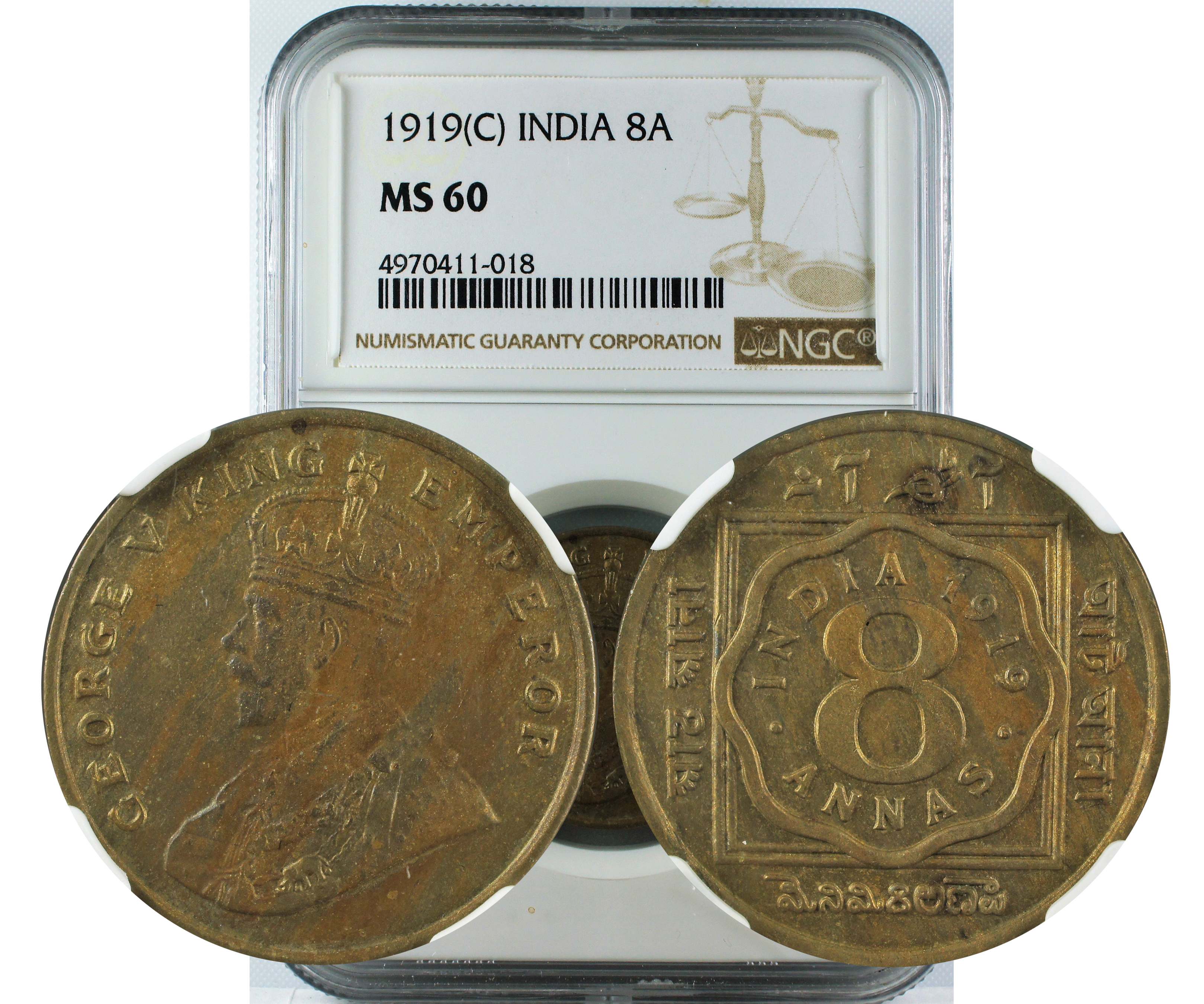1919 C INDIA 8ANNA MS60