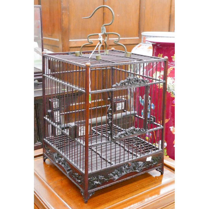 Old Chinese Wood Bird Cage 17''