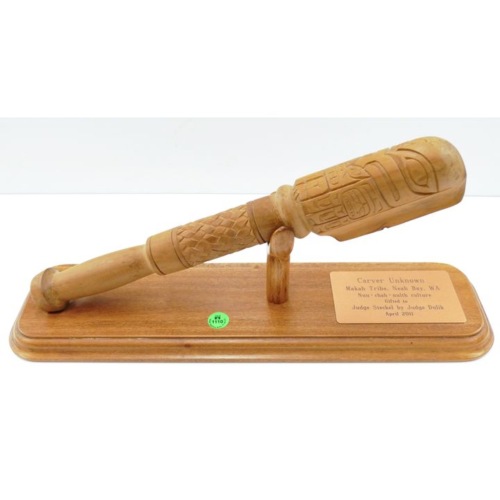 Northwest Coast Carved Alder Fish Club on Stand 15'' and 17''