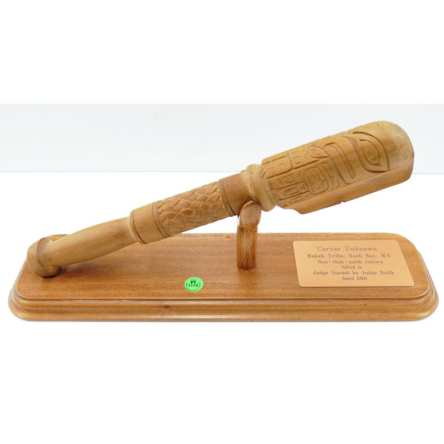 Northwest Coast Carved Alder Fish Club on Stand 15'' and 17''