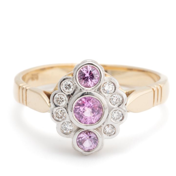 Pink Sapphire & Diamond 9ct Gold Ring