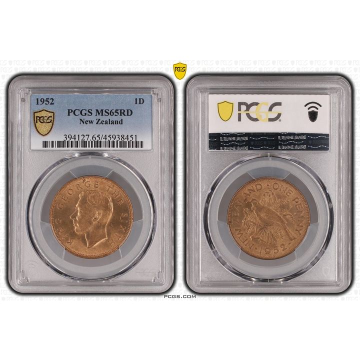 1952 New Zealand Penny PCGS - MS65RD -451
