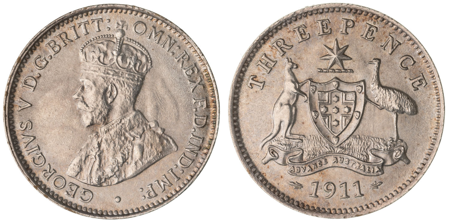 George V, Threepence, 1911, aUNC