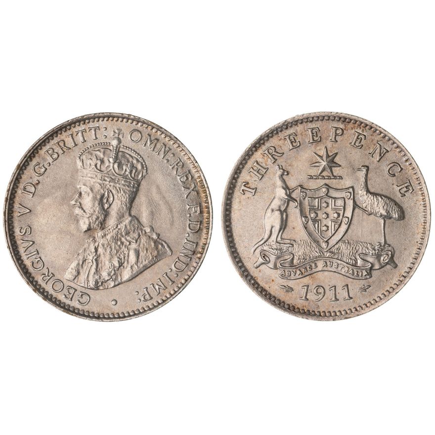 George V, Threepence, 1911,  aUNC