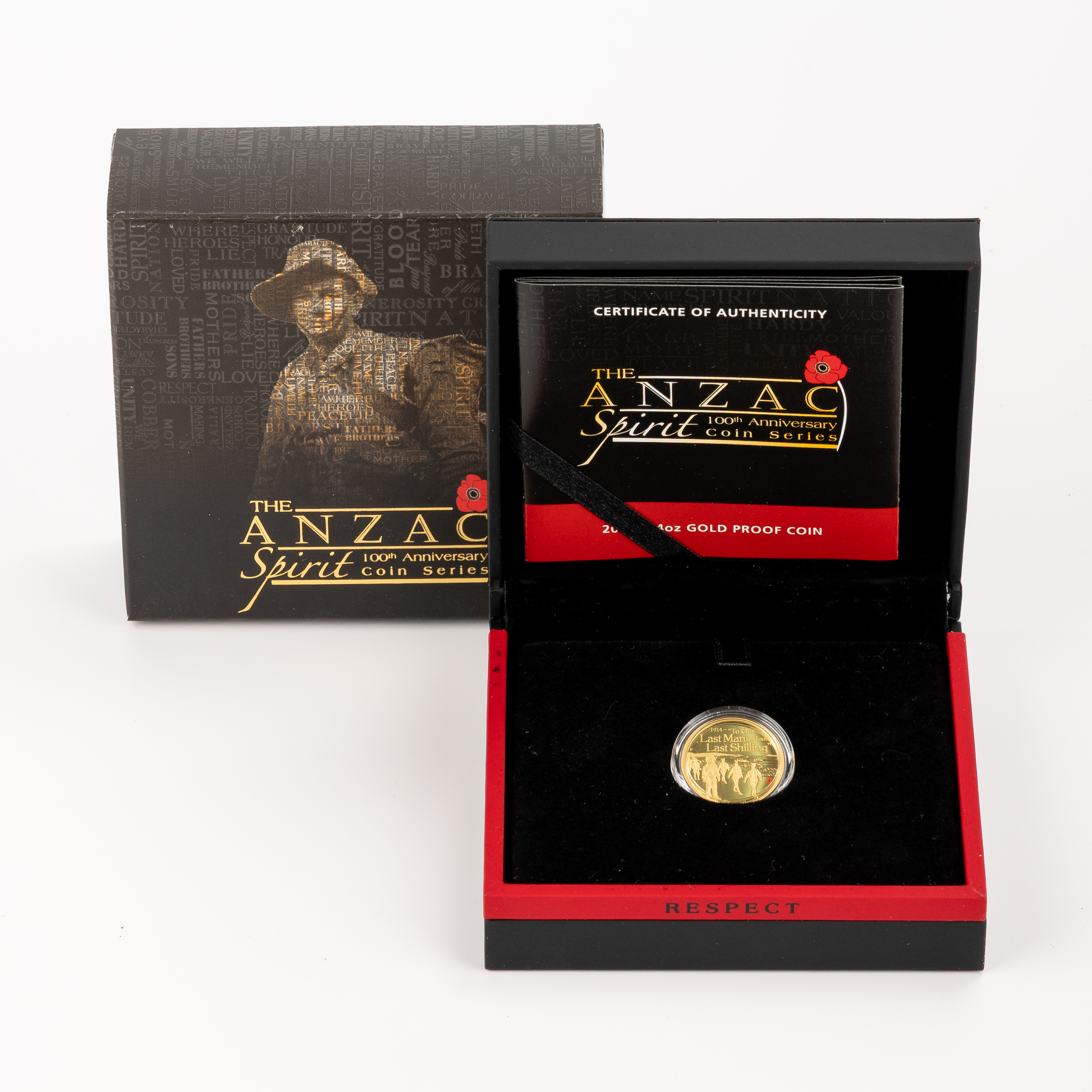 Anzac - Last Man Standing Red Poppy 1/4oz Gold Proof, Twenty Five Dollars, 2014