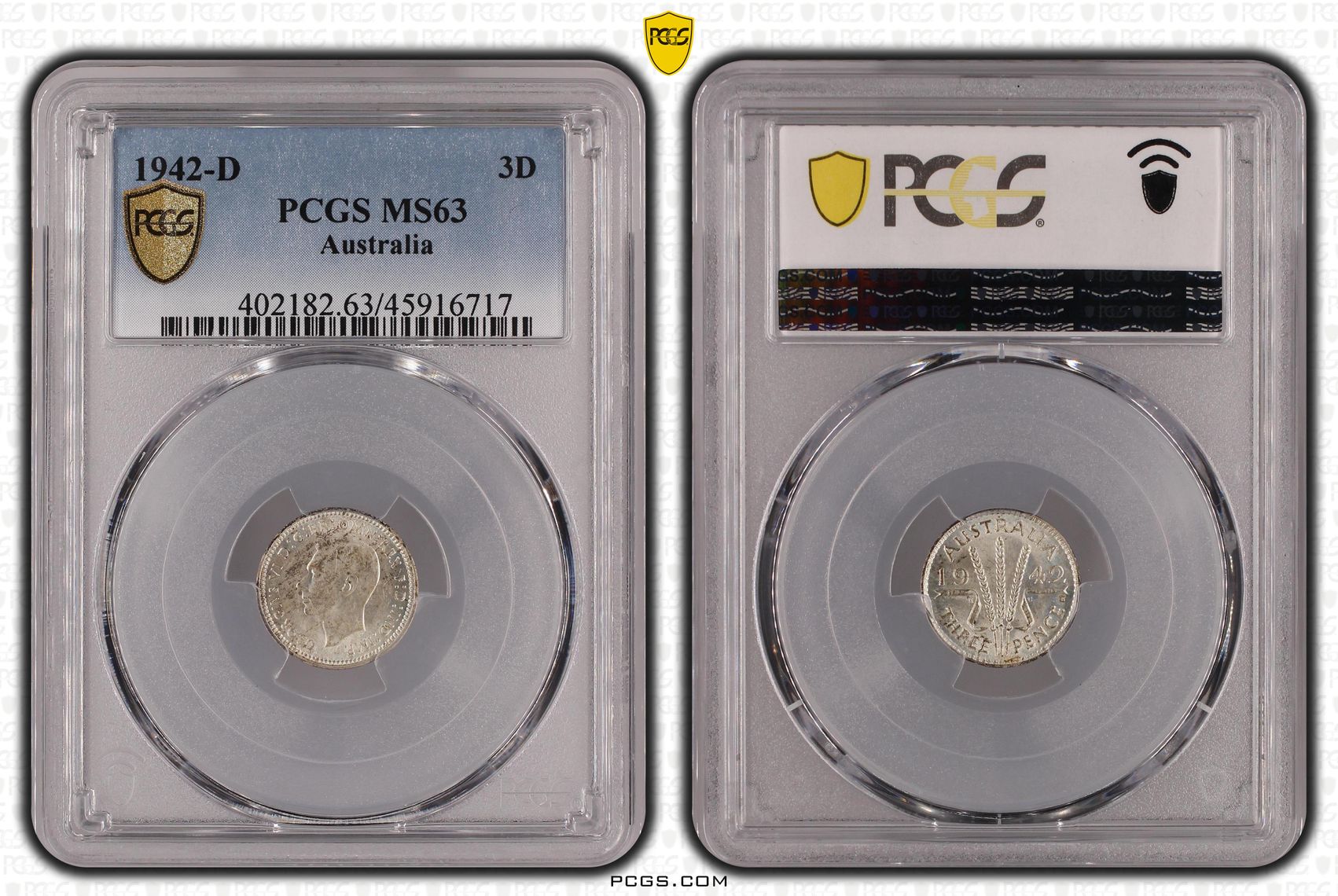 1942-D Australia Threepence PCGS - MS63 -717