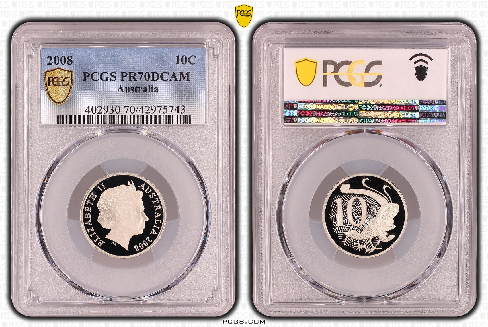 Elizabeth II, Ten Cent, PR70DCAM , 2008 PCGS POP - 36/0