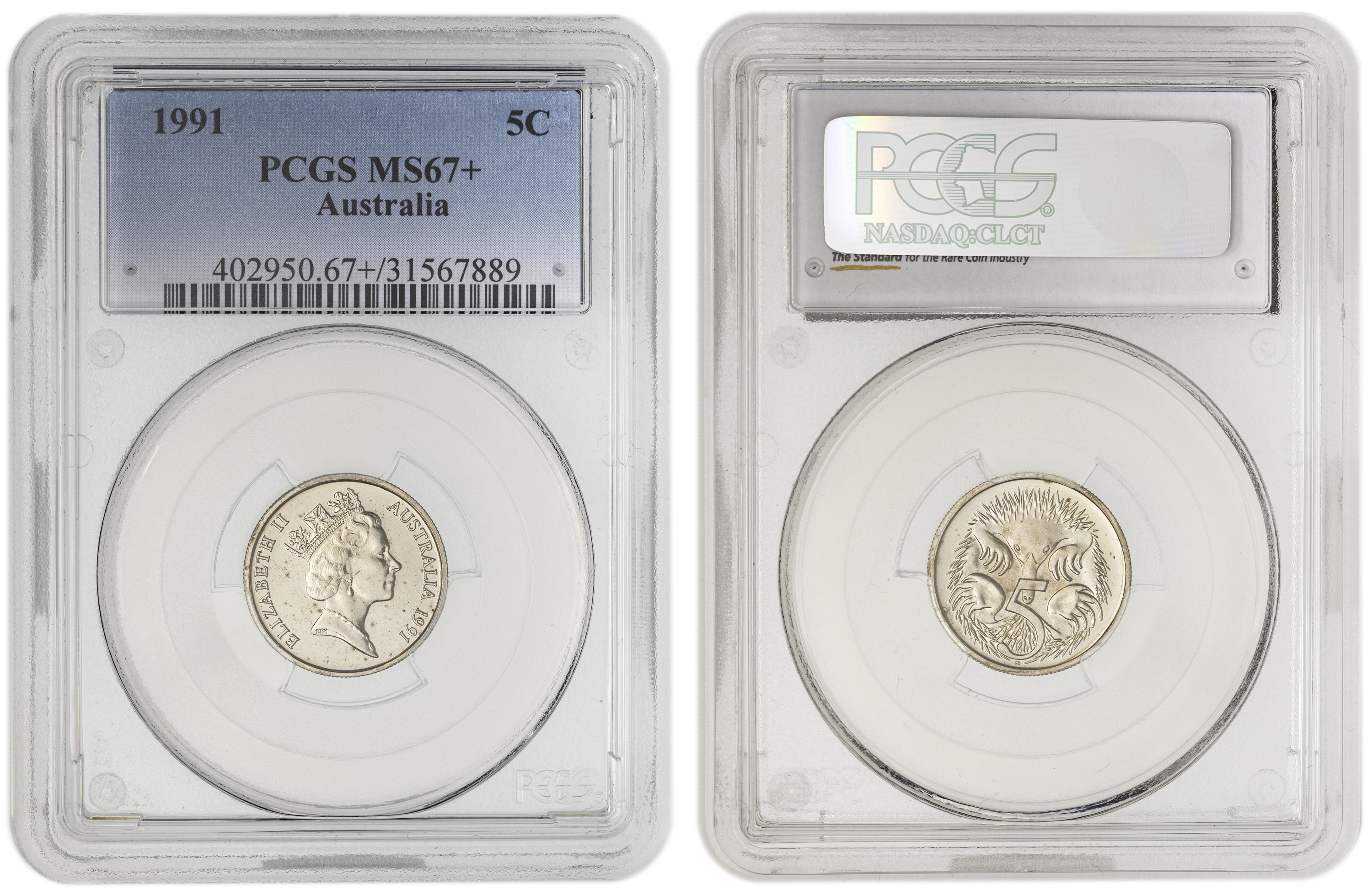 Five Cent, 1991, PCGS MS67+