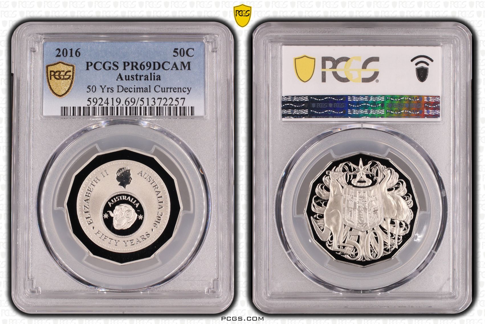 50th Ann. Decimal Currency, Fifty Cent, 2016, PCGS PR69DCAM