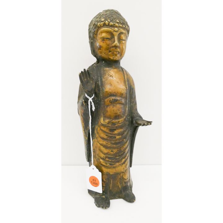 Old Korean Bronze Standing Buddha- 12''