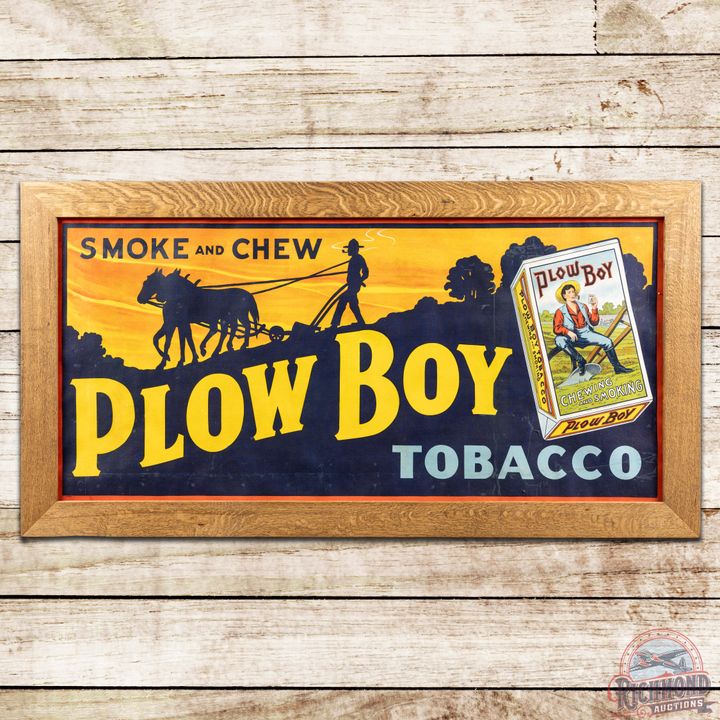 Smoke and Chew Plow Boy Tobacco Framed Canvas Banner