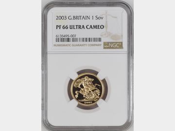 2003 ELIZABETH II GOLD PROOF SOVEREIGN PF66 UCAM