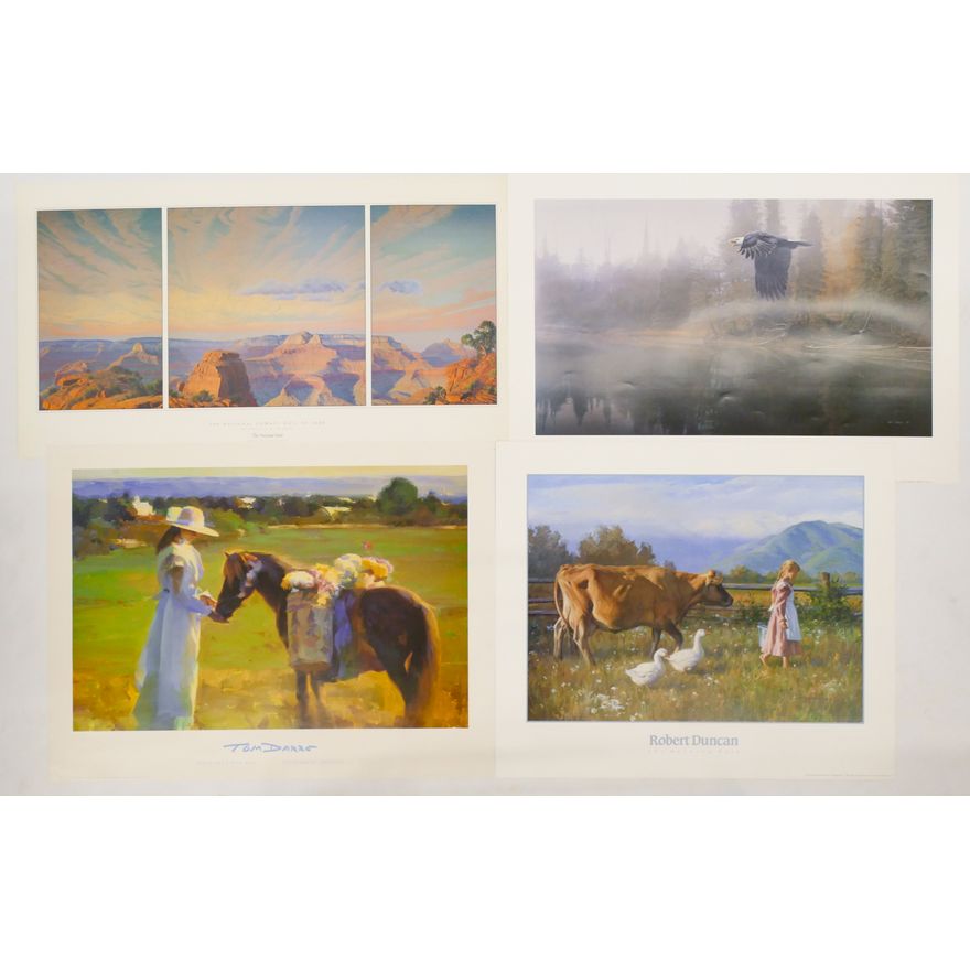 4pc Vintage Landscape Art Posters Largest 21'' x 38''