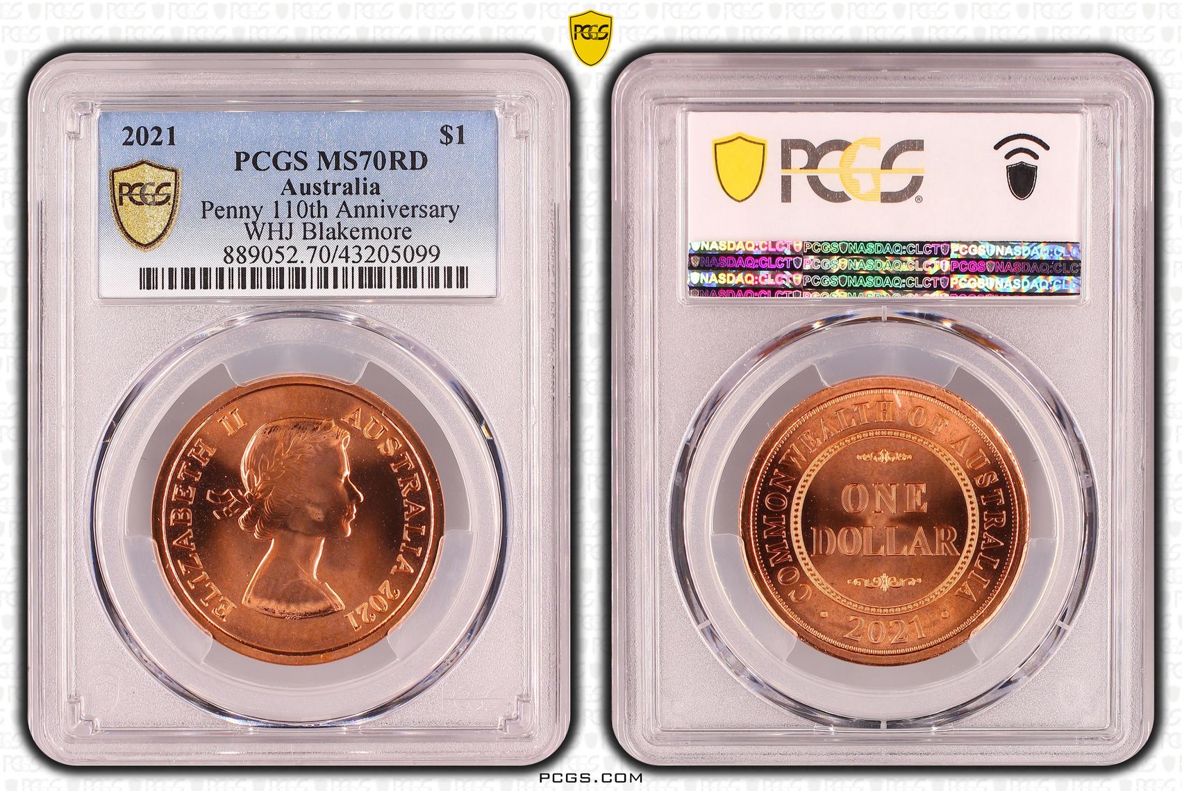 2021 Australia One Dollar, $1 Penny 110th Anniversary PCGS - MS70RD POP 1/0 -099