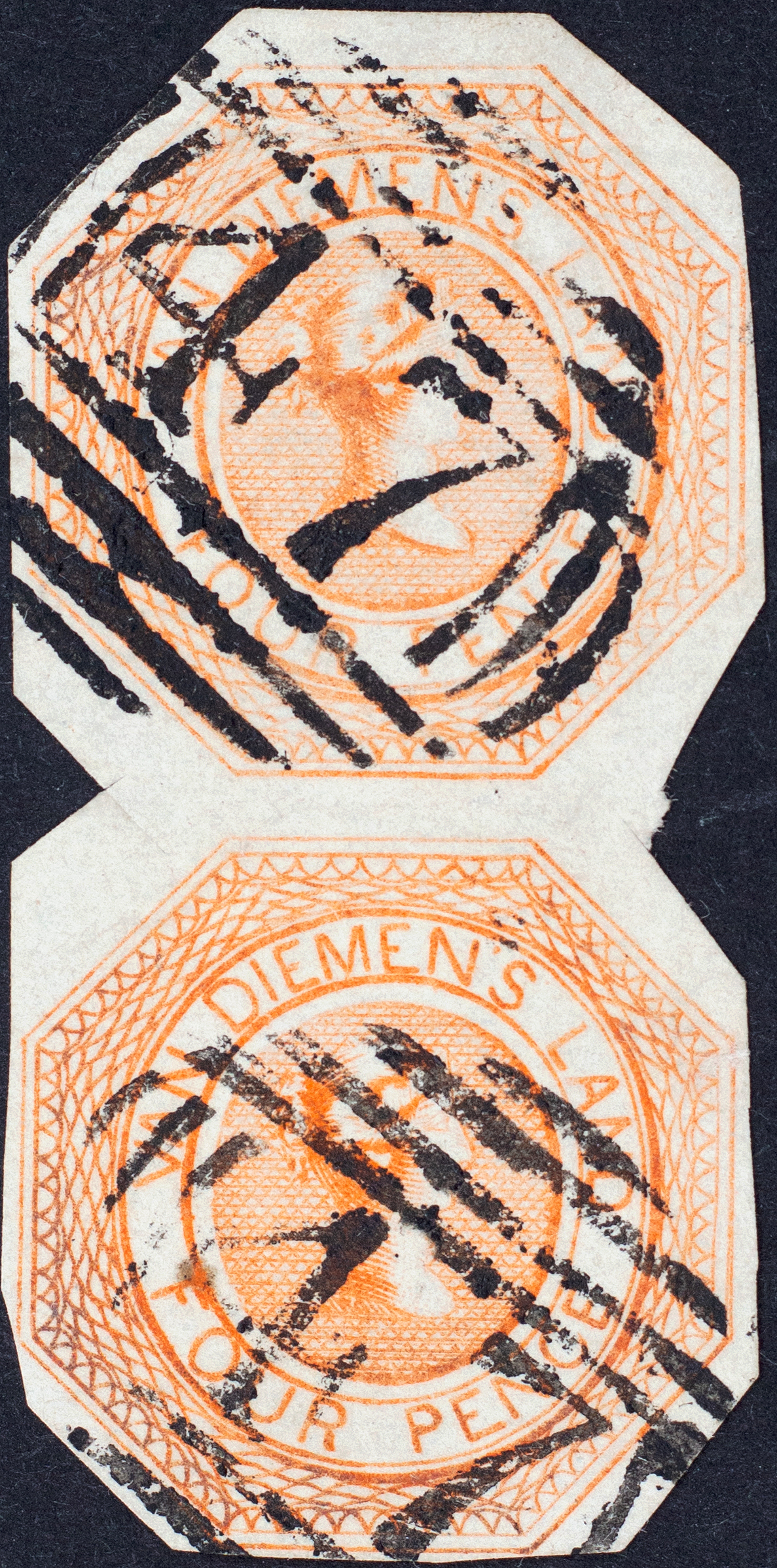 20 · Fourpence, Red-Orange, 1853, FU