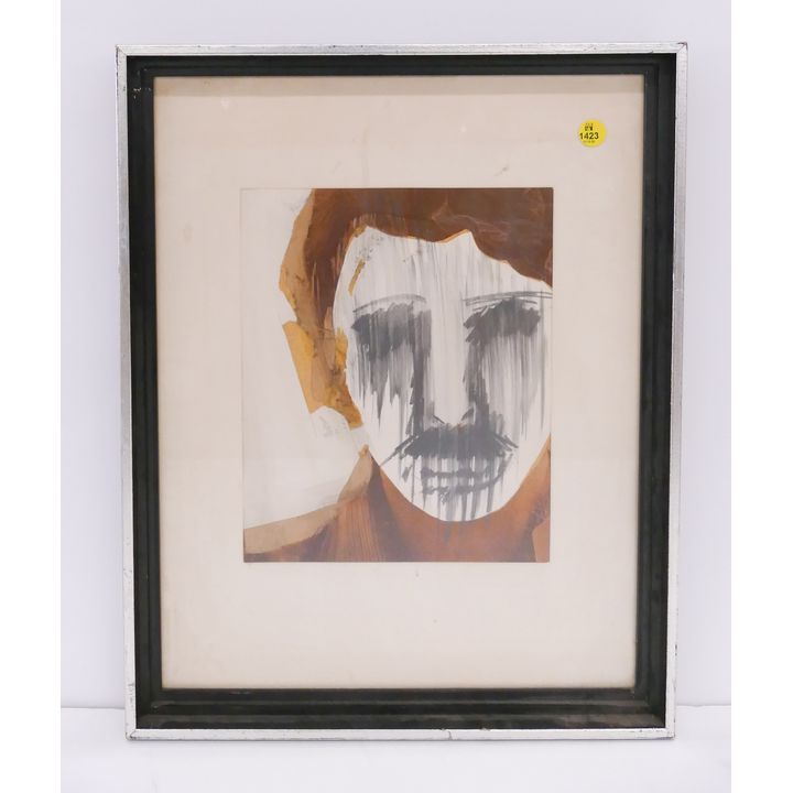 Jim Farr 'Me to You' Self Portrait Mixed Media on Paper- framed 19x15''