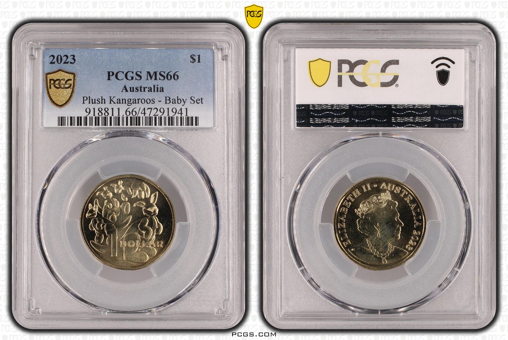 Plush Kangaroos - Baby Set, One Dollar, 2023, PCGS MS 66