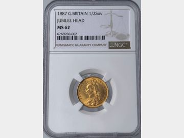 1887 VICTORIA JUBILEE HEAD GOLD HALF SOVEREIGN MS62