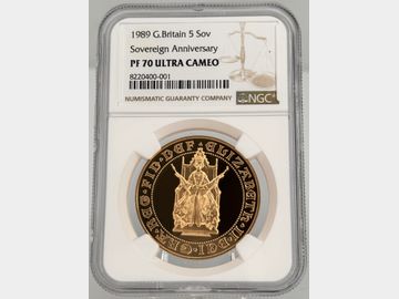 1989 TUDOR ROSE PROOF GOLD 5 POUND PF70 UCAM TOP POP!