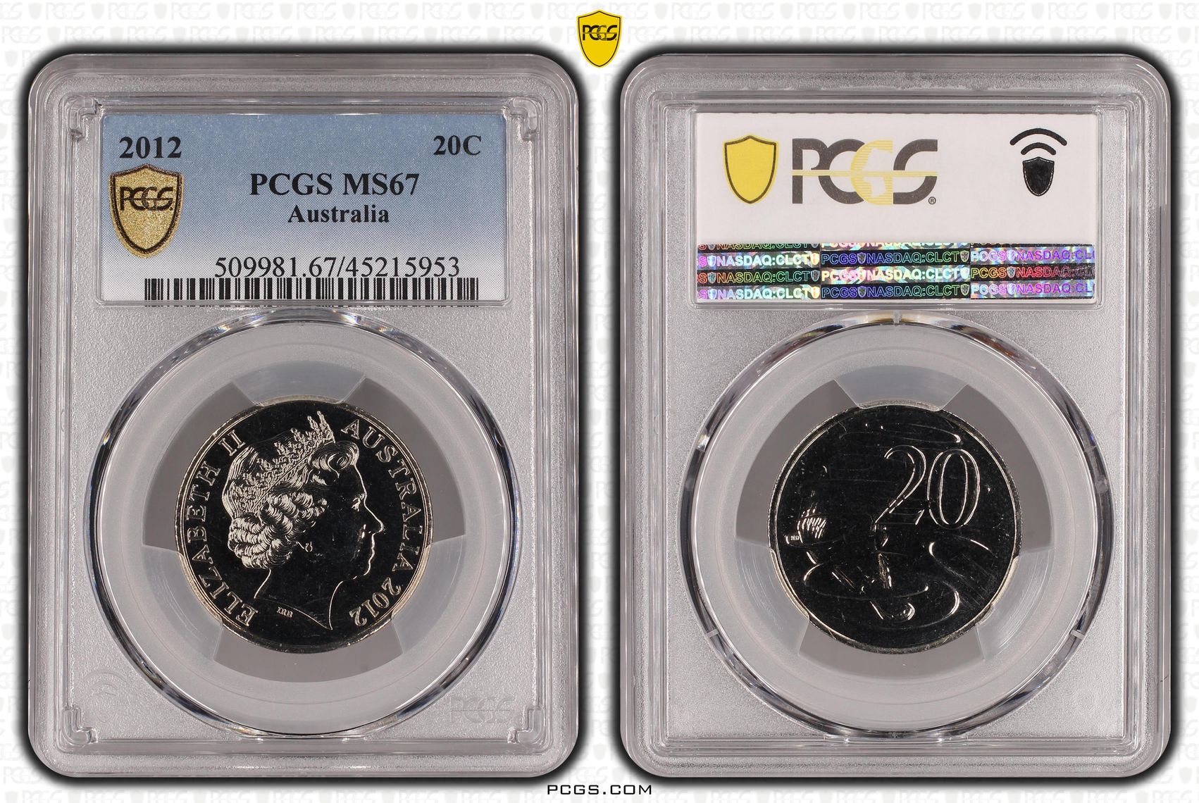 2012 Australia Twenty Cent, 20c PCGS - MS67 -953
