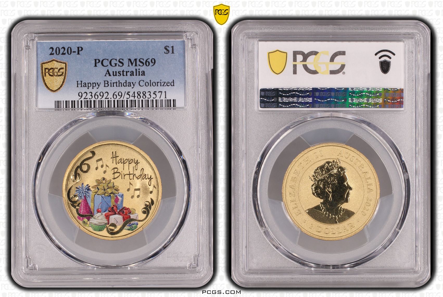 Happy Birthday Colorized, One Dollar, 2020-P, PCGS MS69