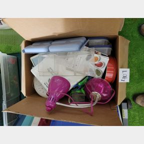 Large Box of Office Supplies and Misc Household Items