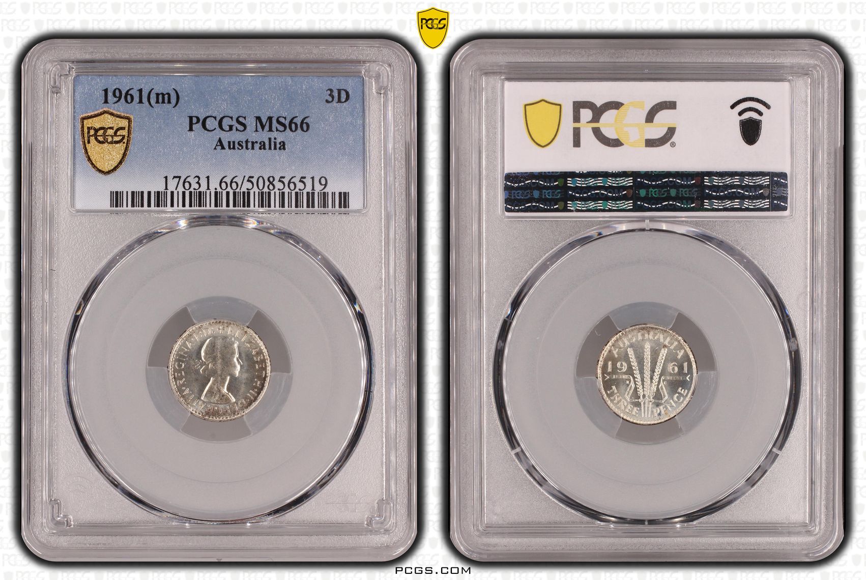 Elizabeth II, Threepence, 1961, PCGS MS66