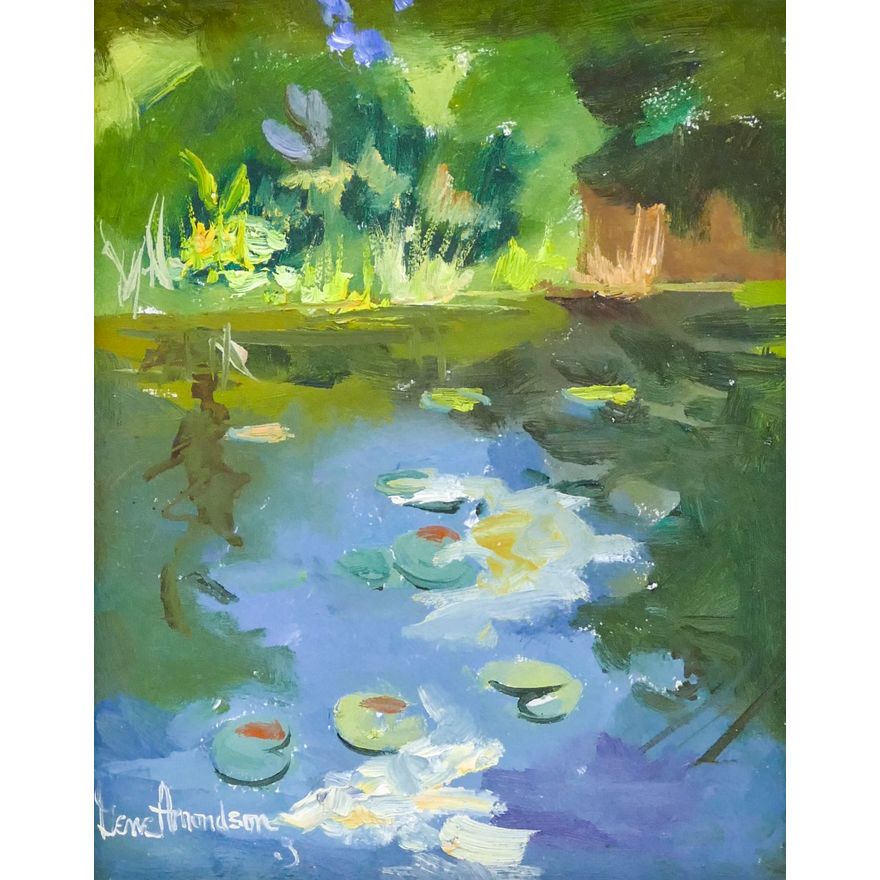 Gene Amondson ''Water Lillies'' Oil on Masonite Framed 18''x16''