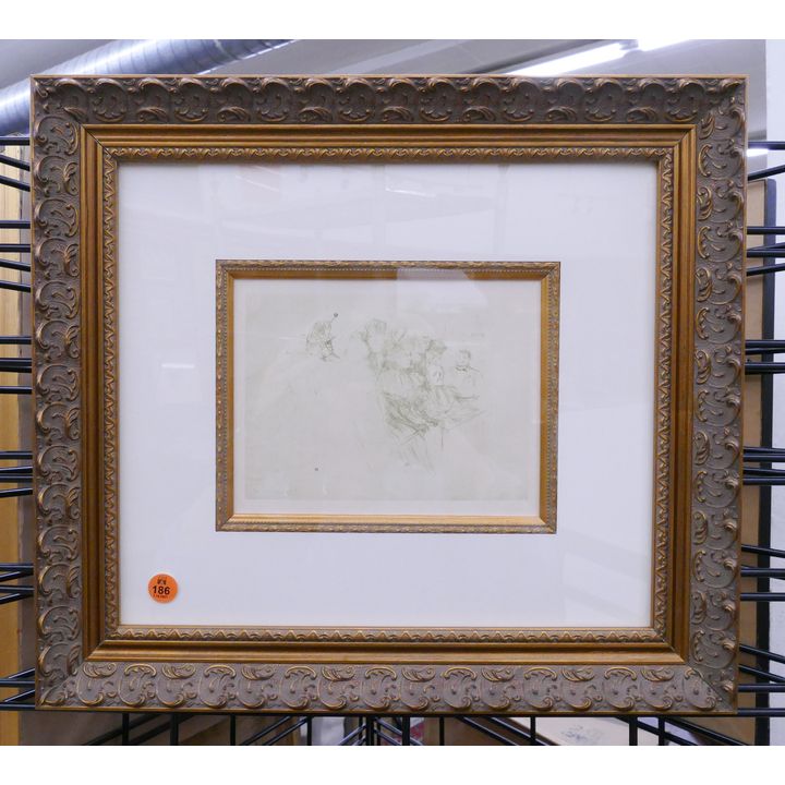 Toulouse Lautrec 'Proces Lebaudy' Lithograph on Japon Paper with COA- 15x17'' framed