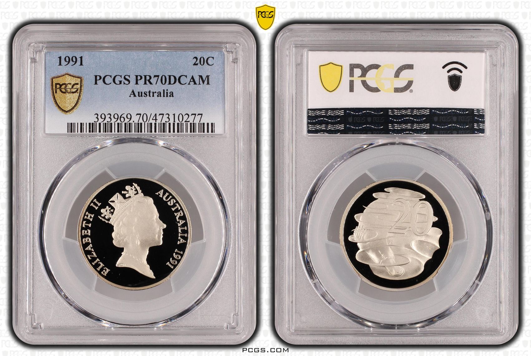 Elizabeth II, Twenty Cent, 1991, PCGS PR69DCAM