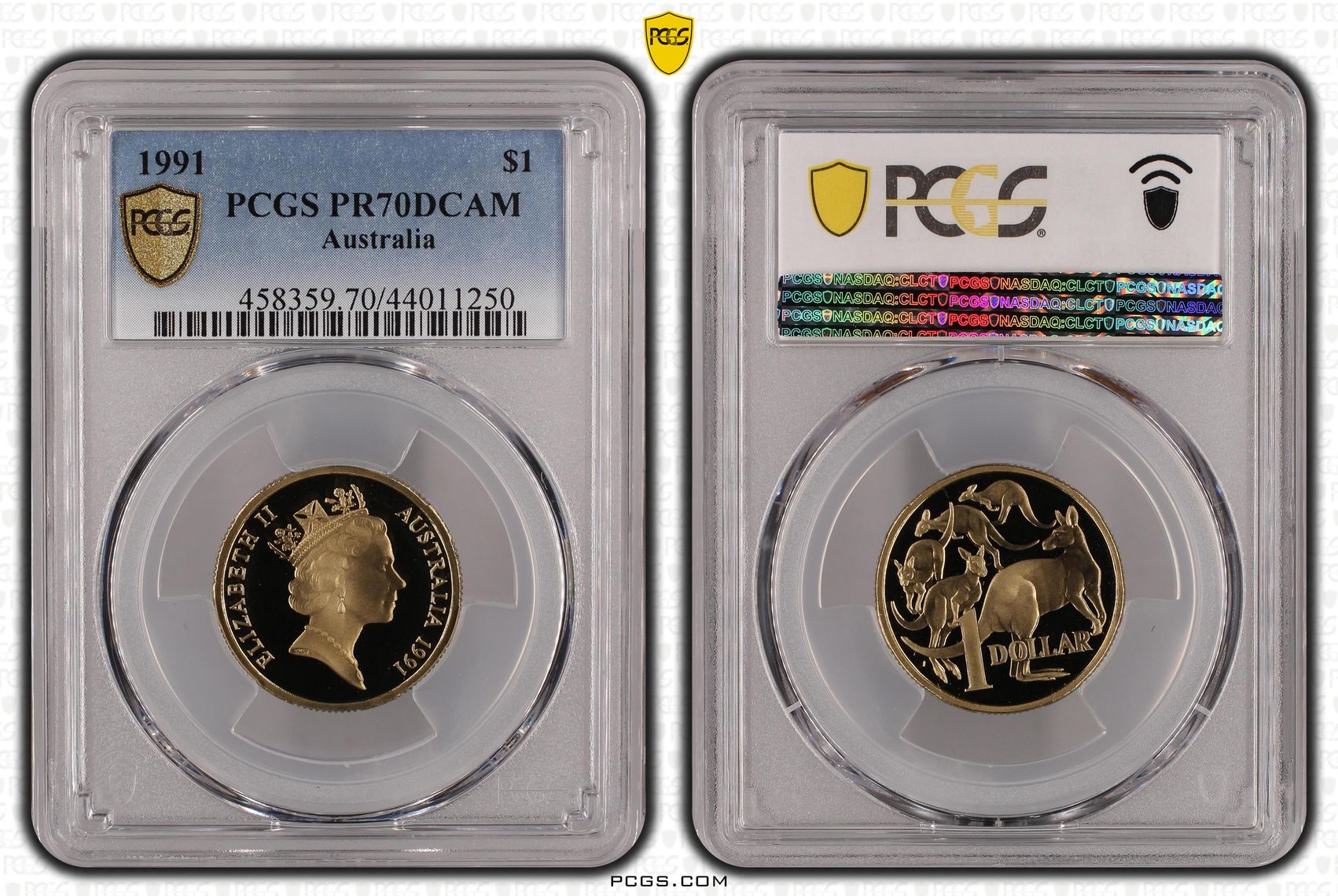 1991 Australia One Dollar, $1 PCGS - PR70DCAM POP 39/0 -250