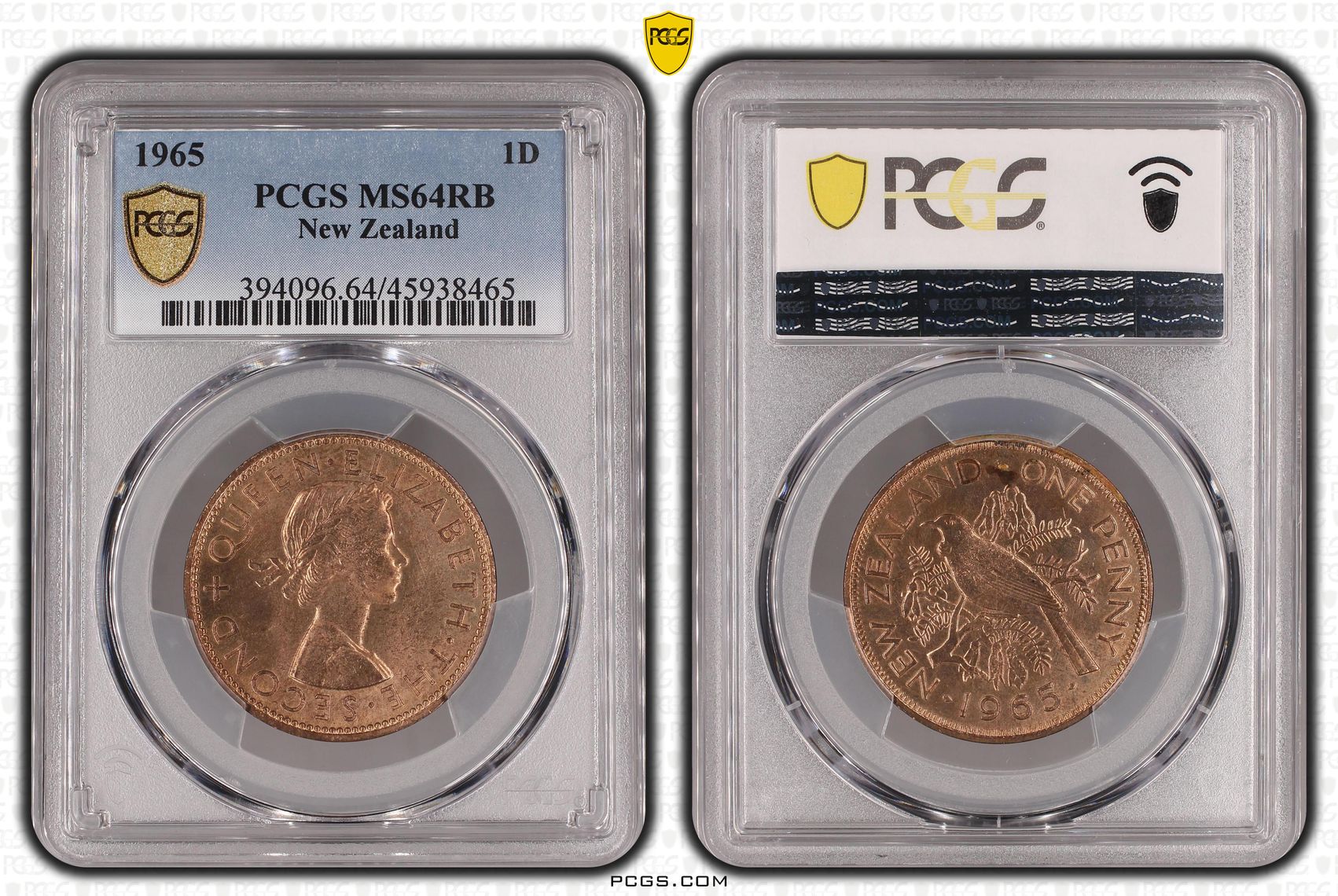 1965 New Zealand Penny PCGS - MS64RB -465