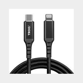 TROO Fast Charge PD 30W Type-C to Lightning MFI Braided Cable - Black - 1.0 m | SJ 51668/1487 B9 (S5) SB