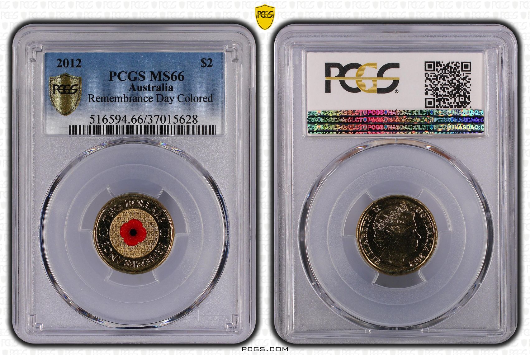 Remembrance Day Colored, Two Dollar, 2012, PCGS MS67