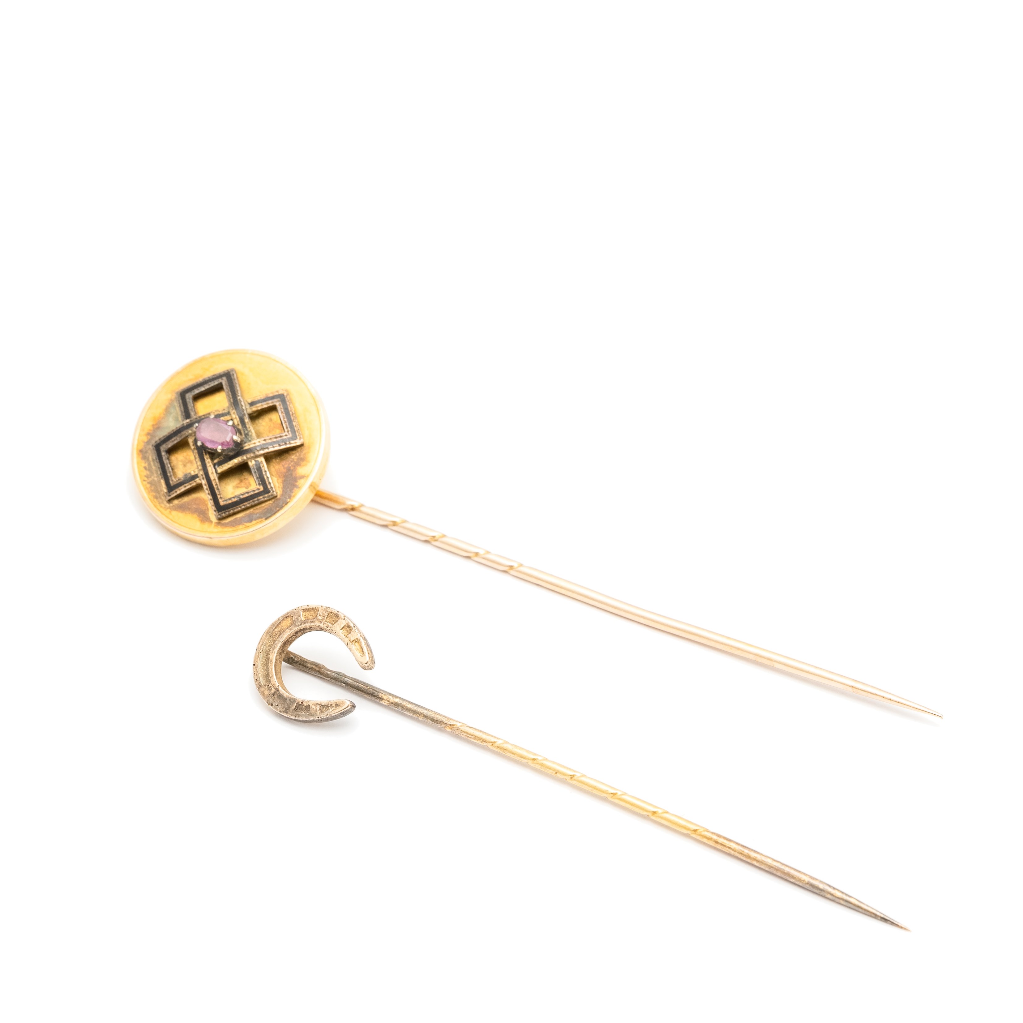 265 · Two Antique Tie Pins 15ct & 12 Carat Gold
