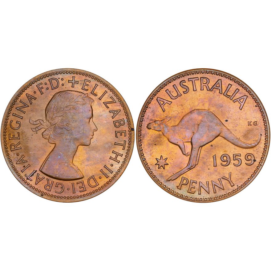 Elizabeth II, Penny, 1959,  FDC