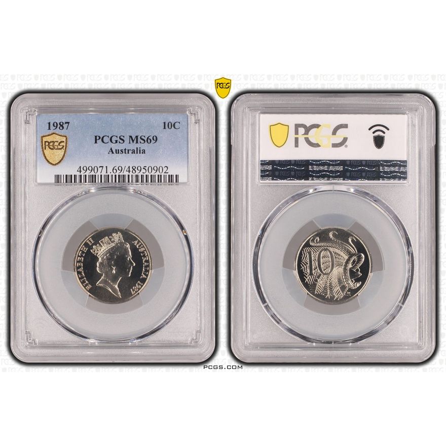 Elizabeth II, Ten Cent, 1987, PCGS MS69