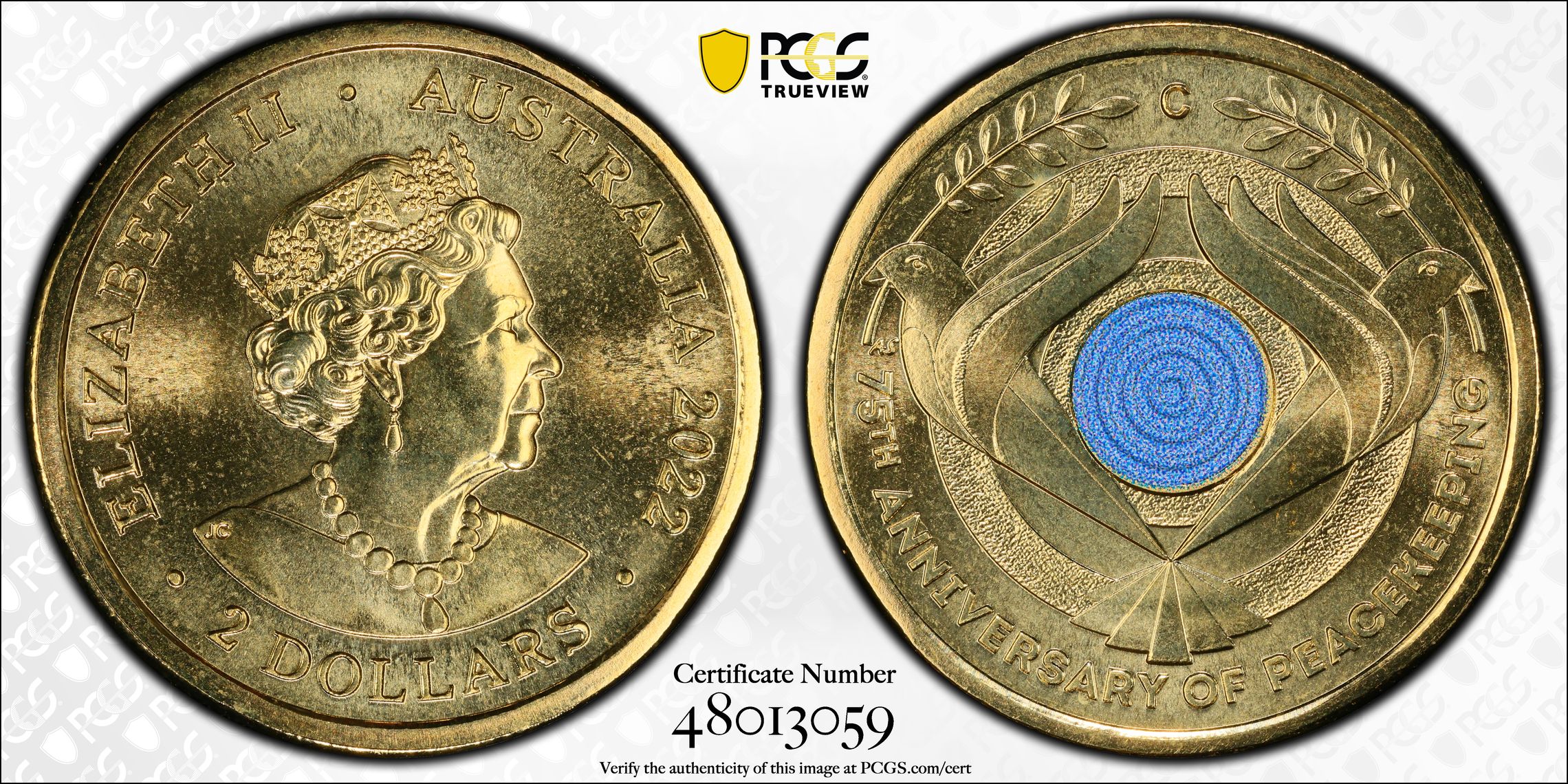 Peacekeeping Colourised, Two Dollar, 2022-C, PCGS MS68