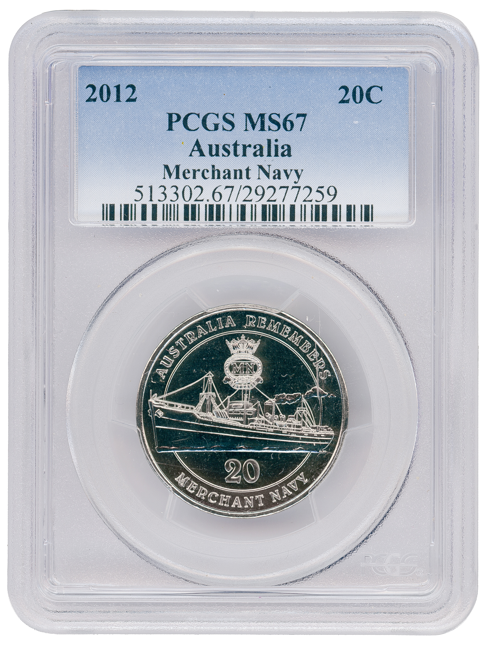 Merchant Navy, Twenty Cent, 2012, PCGS MS67
