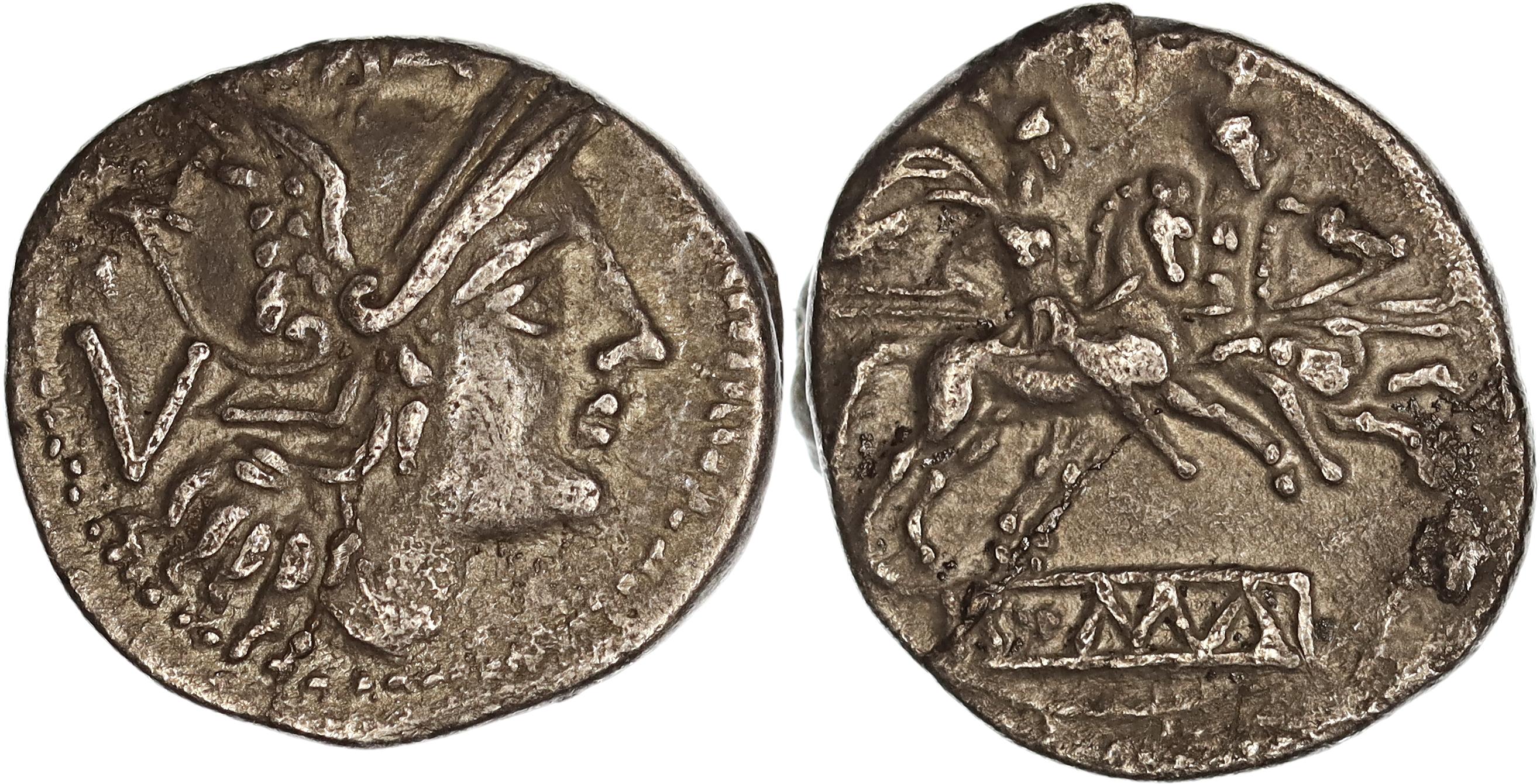 Roman Republic, Anonymous Coinage, Silver Quinarius, after 211 BC, gVF