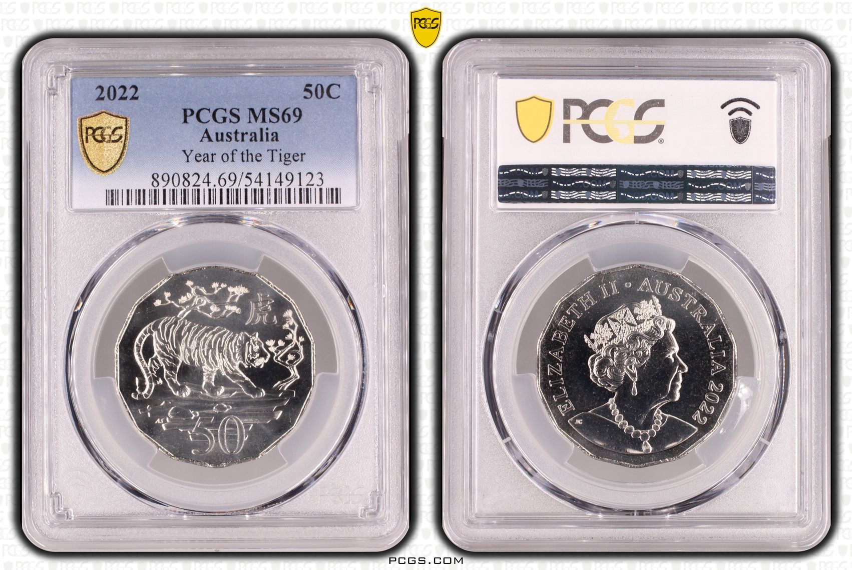 Year of the Tiger, Fifty Cent, 2022, PCGS MS69