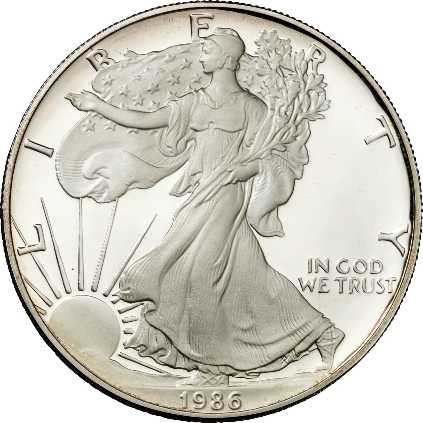 アメリカ　イーグル銀貨　プルーフ　1986年 ”S”