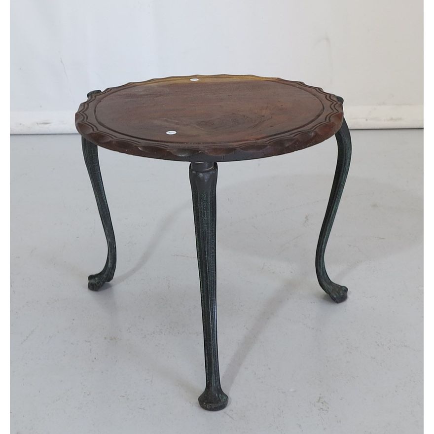 WROUGHT IRON BASE SIDE TABLE