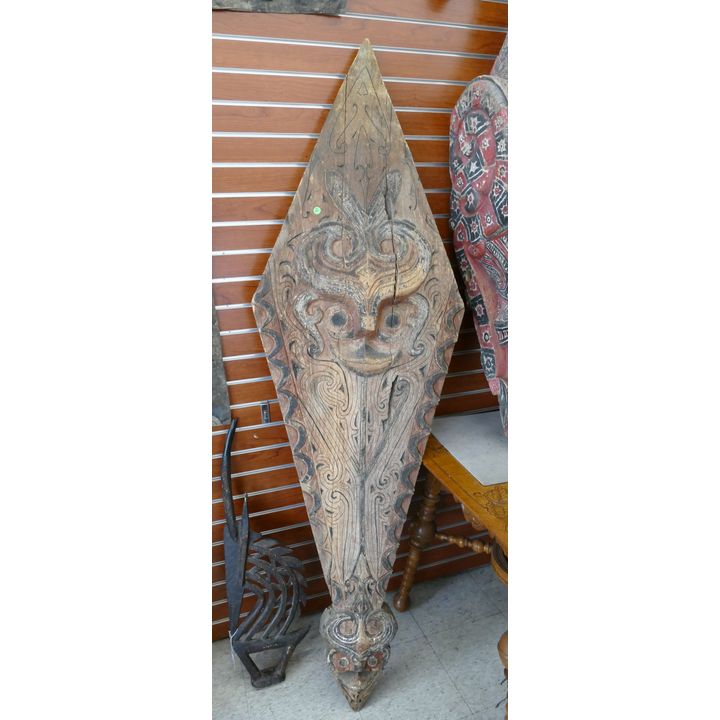 Old Indonesian Carved and Painted Large Temple Shield- 75x23''