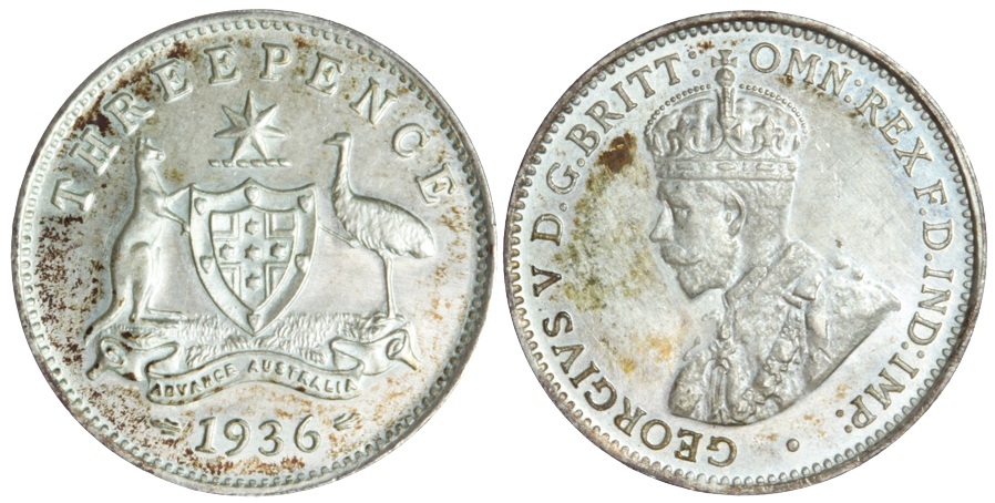 1936 Proof Like Threepence