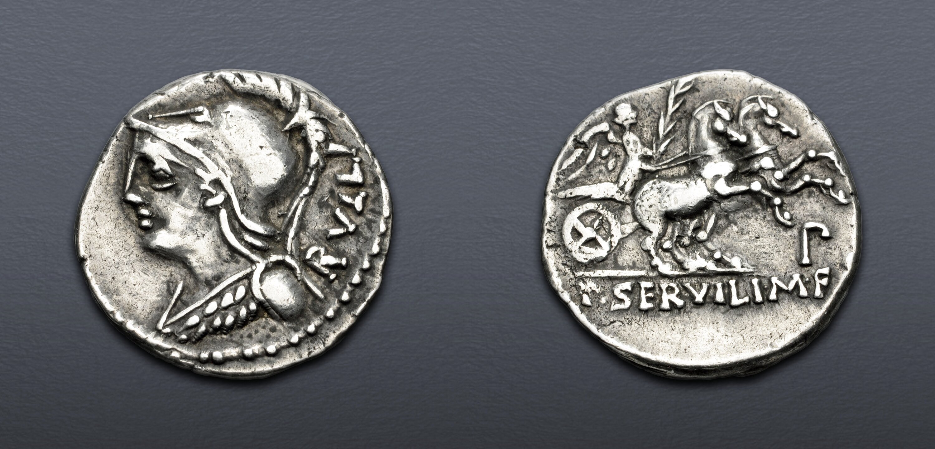 P. Servilius M.f. Rullus. 100 BC. AR Denarius (18.5mm, 3.89 g, 3h ...