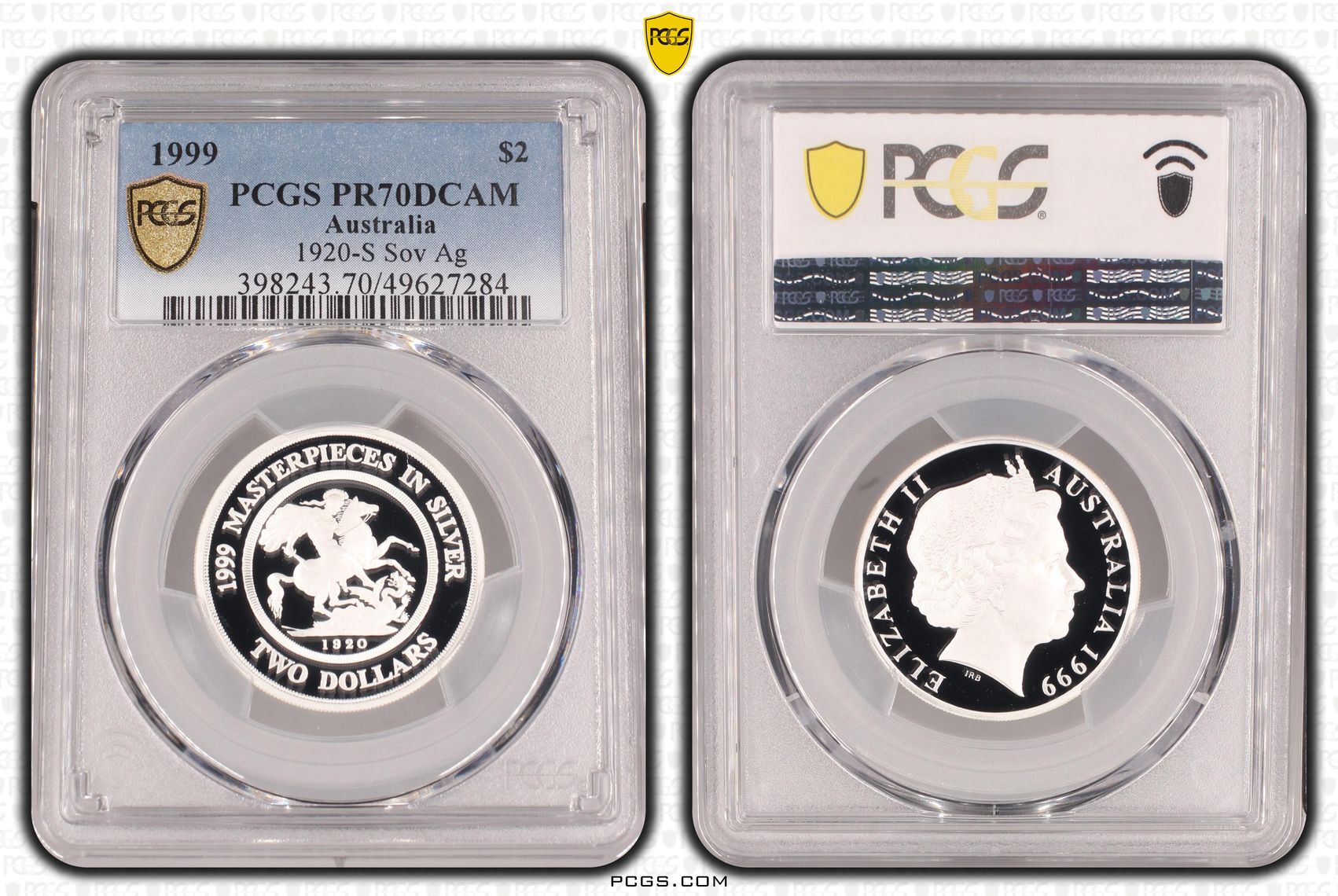 1920-S Sov Ag, Two Dollar, 1999, PCGS PR70DCAM