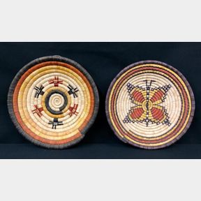 Butterfly and Deer Themed Hopi Coiled Baskets